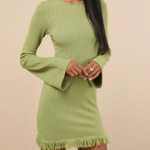 Lulu's Green Knit Mini Dress